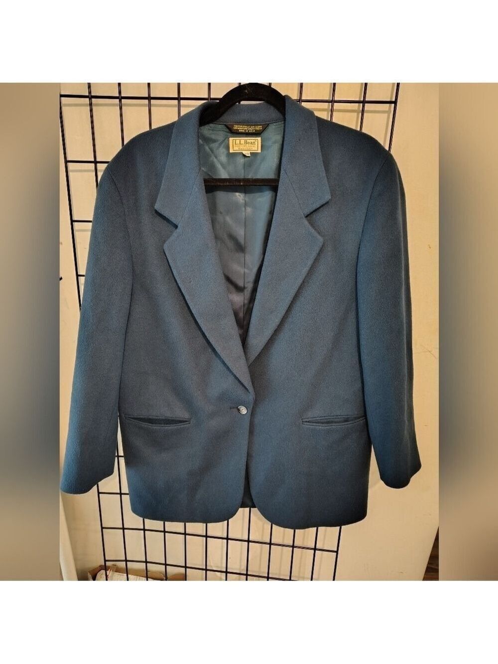Vintage LL Bean Blazer Wool Cashmere USA MADE One Button - Spruce Green